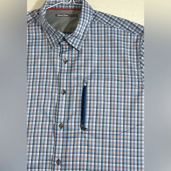 Desert Dunes Compass Shirt Mens Blue Plaid Short Sleeve Button Up Size XL Q1 - Picture 9 of 13